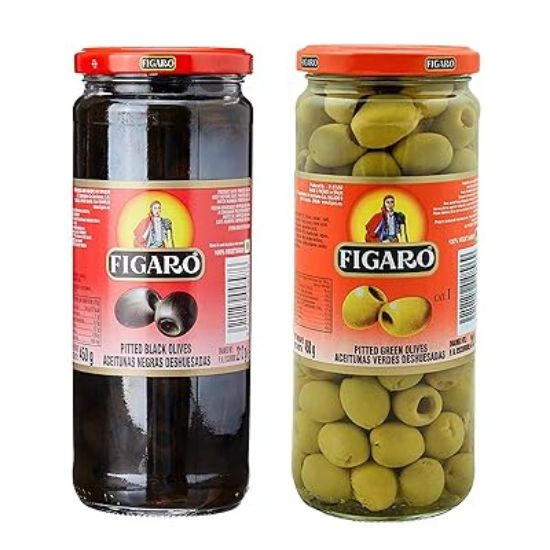 Picture of Figaro pitted Black Olive & Pitted Green Olives.